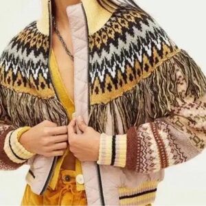 Free People Riley Bomber with Fringe